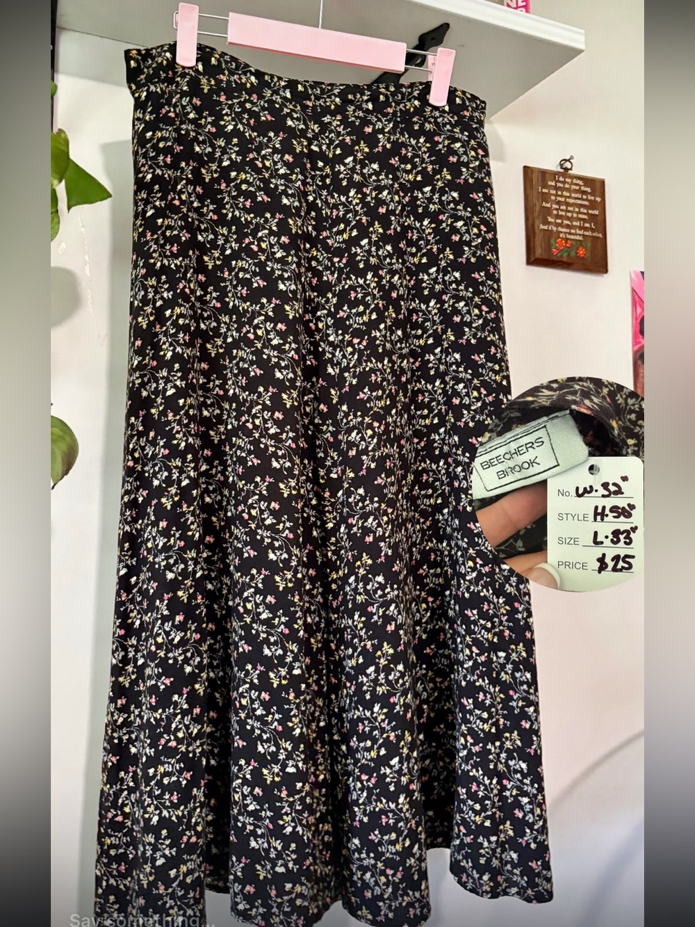 Black Floral A-Line Skirt